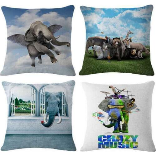 Animal World Cushion Cotton Linen Throw pillow Cases Sofa Cushion Cover For Home Bedroom Car Decor