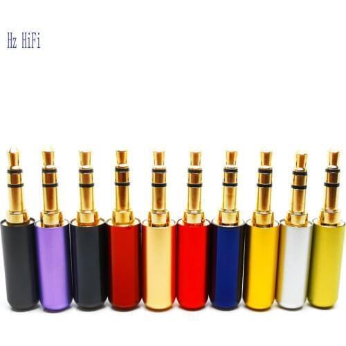 1PCS Gold plated Stereo 3.5mm 3 Pole Repair Headphone Jack Plug Cable Audio Headphones Audio Jack Plug Connector Soldering
