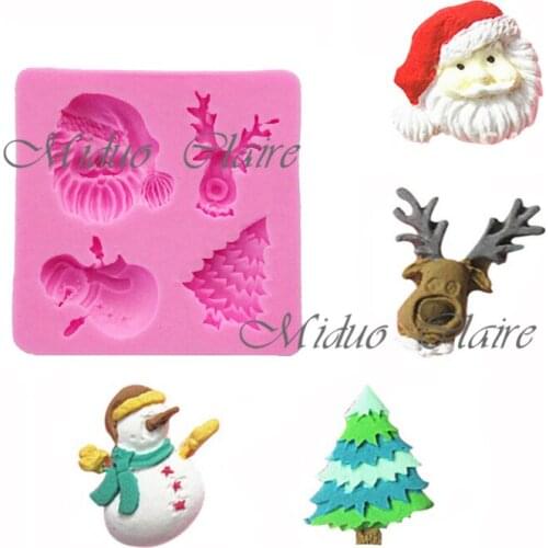 New 1 Pc Santa Claus snowman Silicone Veiner Blessing Cake Decorating Mould Fondant Sugarcraft Mould chocolate gum paste mold