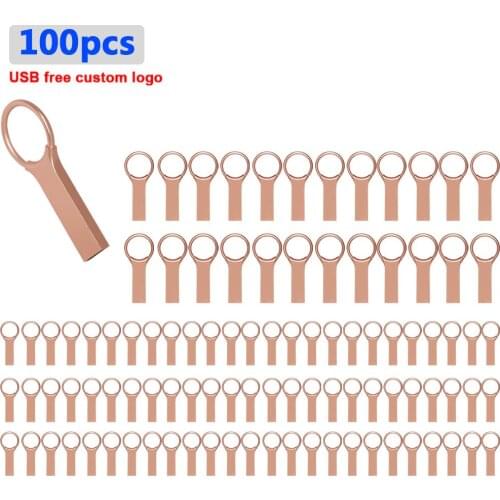 100pcs logo free USB Flash Drive 128GB Metal Pendrive USB 2.0 Memory Stick 32GB pen Drive Real Capacity 16GB USB stick 8GB Usb