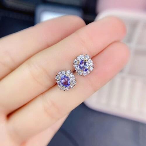 100% Natural and Real Tanzanite Earring 925 Sterling Silver Fine Jewelry Anniversary Jewelry