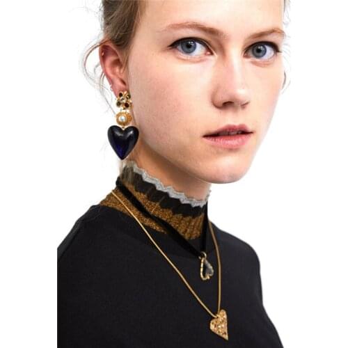 2pcs/lot Heart Drop Ladies Necklaces ZA Style Sweater Chain for Women Best Gift for Party Fashion Collar Street Snap NT185