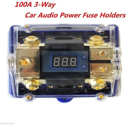 3-Way Car Audio Power Fuse Holder Stereo Distribution Block Fuse box /LED Display