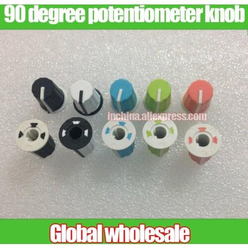 5pcs DIY 90 degree potentiometer knob rubber / mixer equalizer EQ disc player CD knob cap blue green orange black white