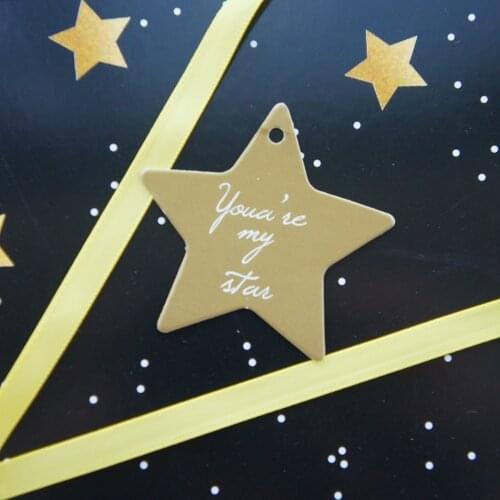 Multi-use 50pcs gold star design thank you Scrapbooking decoration tags as wedding gift label DIY gift use