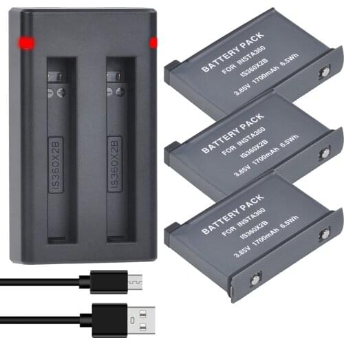 1700mAh Rechargeable Battery + Dual Charger For Insta360 ONE X2 Camera Accessories