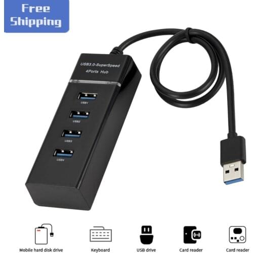 Black 4 Ports USB 2.0 3.0 HUB Splitter High Speed HUB High-Speed Multi Expansion For Desktop PC Laptop Adapter USB 3.0 HUB