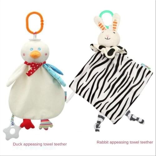 Baby Plush Toys Towel Appease Doll Teether Cartoon Bunny Duck Soft Blanket Stuffed Sleep Soothe Toy Infant Crib Rattles