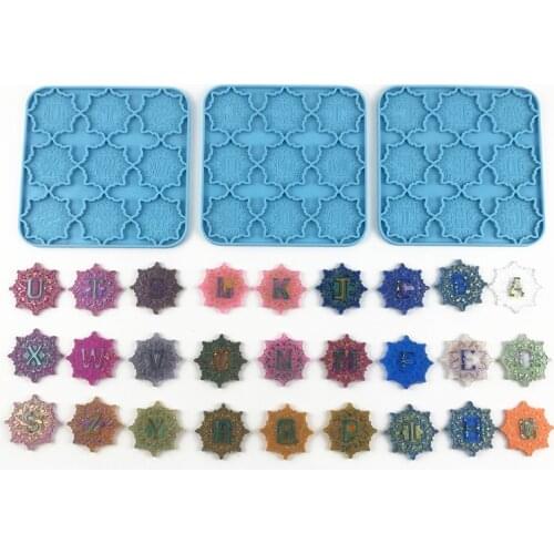 DIY Epoxy Resin Silicone Mold Mandala English Letter key Chain Pendant Phone Sticker Mirror Resin Silicone Mold Jewelry Decor