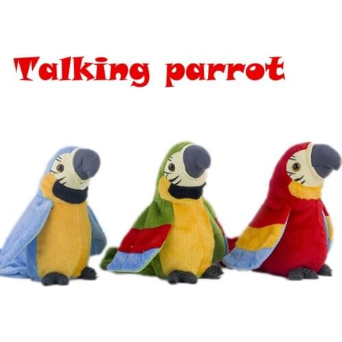 Electric Talking Parrot Plush Toy Cute Speaking Record Repeats Waving Wings Simulation Bird Kids Birthday Stuffed Plush Gift