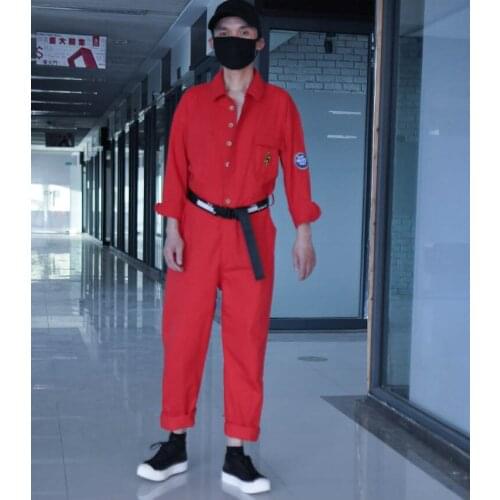 YUTU&MM homemade jumpsuit mens overalls long-sleeved trousers twill cotton jumpsuit unisex
