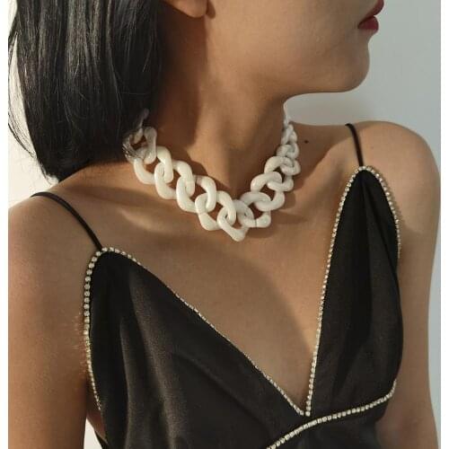 ZiccoWong Hot Selling Big Choker Necklace For Women Simple Fashion Acrylic Chain Link Long Collar Necklaces Pendants Jewelry