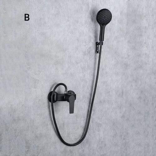 LIUYUE Shower Sets Black Brass Bathroom Bath Simple Shower Wall Mounted Handheld Conversion Spray Head Shower Sets Mixer Taps