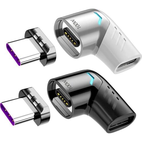 5A 100W Fast Charging Type C Magnet Converter Usb C To Type C Magnetic Adapter 480Mbps Magnetic Cable Right Angle Usbc Connector