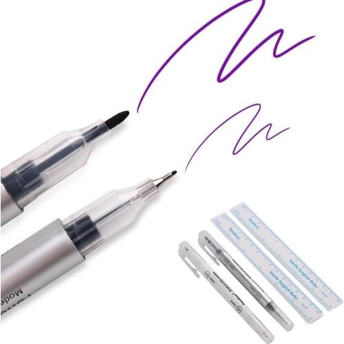 Tattoo Skin Marker Pen Tool Accessories Surgical Skin Marker for Eyebrow 0.5mm/1mm Fixed Point Pen with Ruler Set Tools