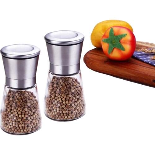 Fashion Stainlesssteel Spice Mill Pepper Grinder Shaker Grindstone Salt Containers Moedor De Pimenta Glass Tool Sets For Kitchen