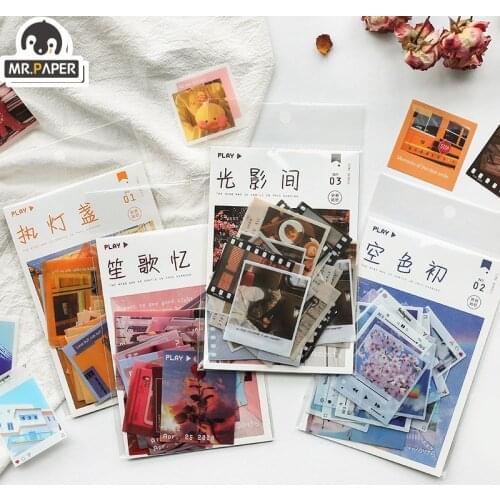 Mr.paper 4 Designs 40Pcs/lot Memory beauty Time Shard Retro Vintage Valentine Stickers Scrapbooking Bullet Journal Deco Stickers