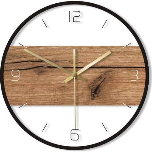 Old Wood Pattern Texture Acrylic Printed Wall Clock Rustic Wood Country Style Home Decor Non Ticking Printed Clock Wall Watch