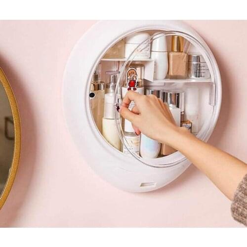 HGHO Wall Mounted Makeup Organizer Clear Cosmetic Storage Organizer Box Makeup Display Box Skincare Display Case