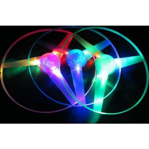 New 1 Set Funny Mini Flywheel Hand Pull Luminous Flashing Rope Toy With Led Light Up Flash Gyro Pull Line Plane Random Color