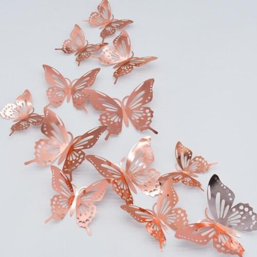 New Fashion Design 3D Hollow Paper Butterfly Wall Stickers Home Decoration Cardboard Butterfly Wall Stickers Accessories