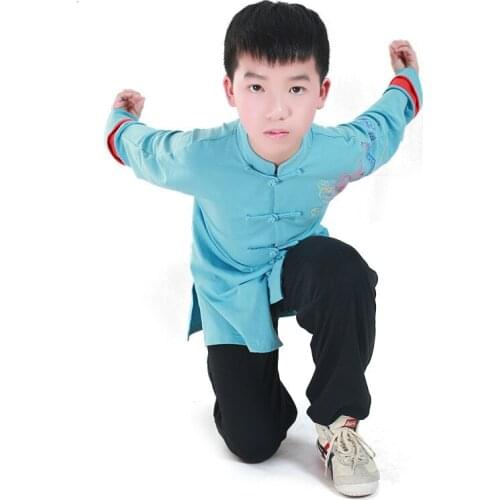 Spring new martial arts performance uniform boys' exercise uniform long-sleeved childrens performance uniform