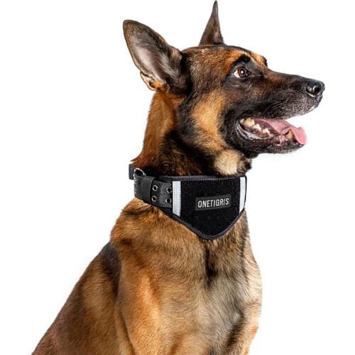 OneTigris Tactical Nylon Dog Collar Padded Collar with Patch Space