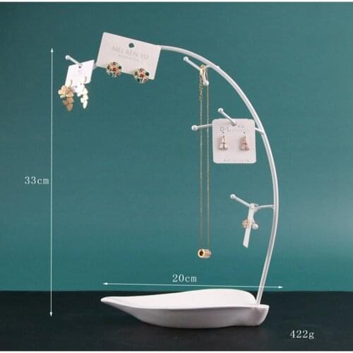 Jewelry Organizer and Necklace Holder with Built-in Dish for Rings, Earrings, and Bracelets