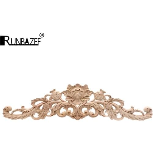 RUNBAZEF Frame Door Cabinet Decorative Figurines Wood Appliques for Furniture Unpainted Carved Home decor Decoration Accessories