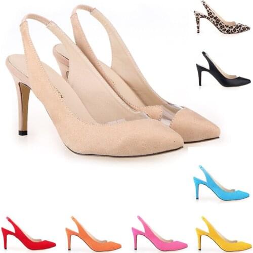 Fashion women Pumps Classic Office & Career thin high heels sexy party shoes Pointed Toe Flock 8CM Slip On 2020 size 35-42