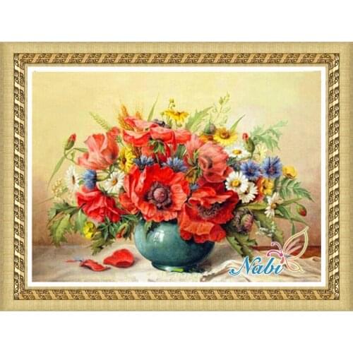 Vase flower palettes shadows beads beadwork 0214R - Round Diamond embroidery cross stitch diamond mosaic painting