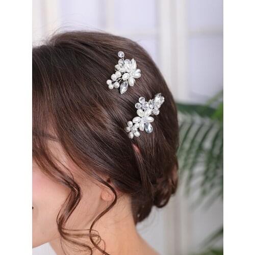 Fashion Hairpin Elegant Women Headwear Pearl Rhinestone Girl Head Jewelry Bridal Wedding Hair Accessories