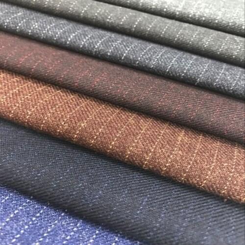 TR Striped Woolen Fabric Shuttle Fabric Uniform Fabric Vertical Stripe Spring and Autumn Fashion Suit Fabric Wholesale