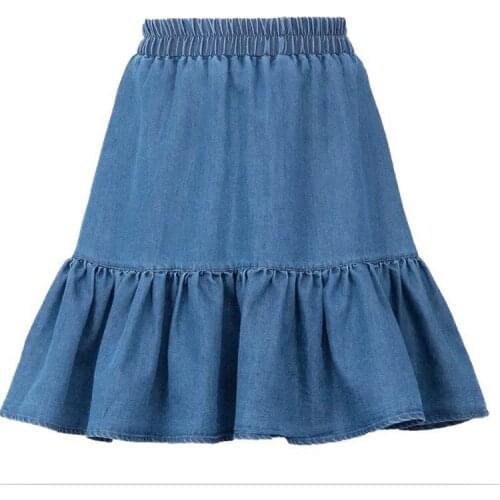 2020 Summer Fashion High Waist jeans Skirts Womens Ruffled Denim Skirt Plus Size Korean sexy short skirt 5XL 6XL 7XL BLACK BLUE