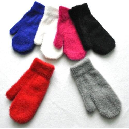 Ladies Winter Warm And Cold-Proof Big Bag Finger Gloves Mink-Like Wool Plus Velvet Thick Knitted Gloves SA280