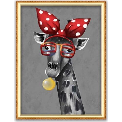 Animal Giraffe DIY 11CT Embroidery Cross Stitch Kits Needlework Craft Set Cotton Thread Printed Canvas Home Decoration For Room