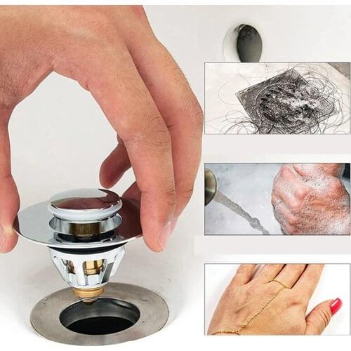 1 Pc Sink Pop-Up Drain Filter Stainless Steel Bounce Core Push-Type Built-in Strainer