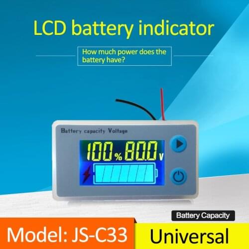 10-100V Digital Voltmeter Voltage Tester Monitor LCD Car Acid Lead Lithium Battery Capacity Indicator with Temperature Voltmete