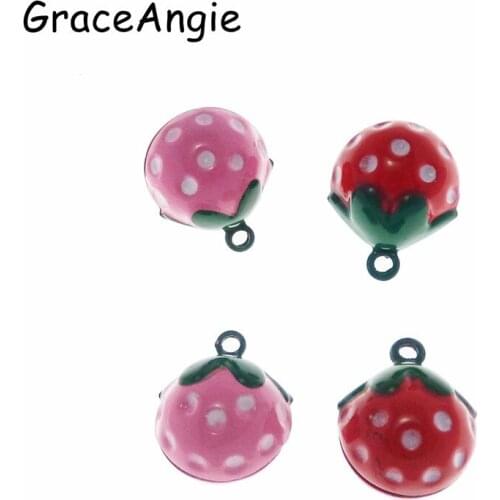 10pcs Strawberry Jingle Bells Sweety Necklace Pendant Charms Christmas Cute Phone Charm Pet Decor Baby Gift Fashion Handmade New