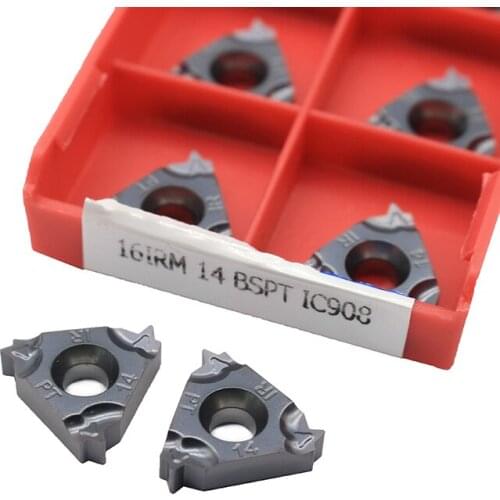 10pcs Carbide Inserts 16IRM 14 BSPT IC908 Plate CNC Threaded Blade Lathe Cutter Tool Turning Tools