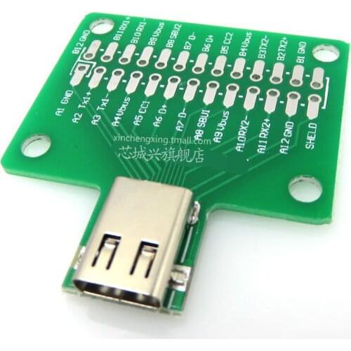 2pcs Double-sided insert TYPE-C female test board USB 3.1 with PCB board 24P female connector