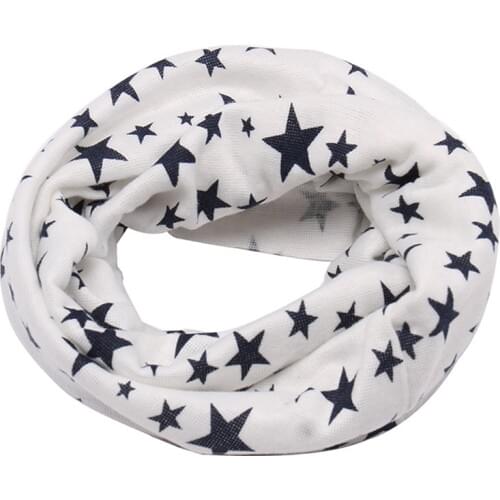 2019 Autumn Winter Long Warm Star Print Children Scarf Snood Outdoor Neck Warmer O Ring Scarf For Kids Baby Cotton Ring Scarf