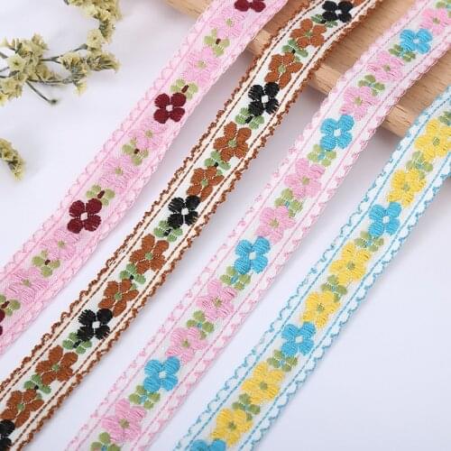 3 YARD 18MM Light Blue Light Pink Color Flower Embroidered Ribbon HANDMADE Lace