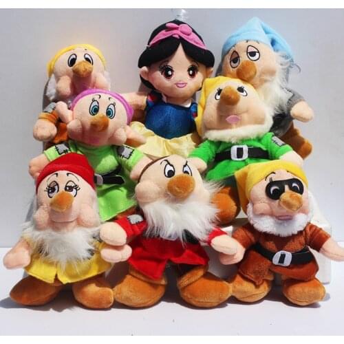 8pcs/lot Princess Snow White and the Seven Dwarfs Plush Toys Soft Stuffed Dolls Birthday Gifts