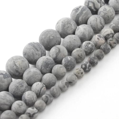 Natural Map Jaspers Stone Beads Dull Polish Matte Round Loose Spacer Bead For Jewelry Making Bracelet Necklace 4/6/8/10mm 15inch