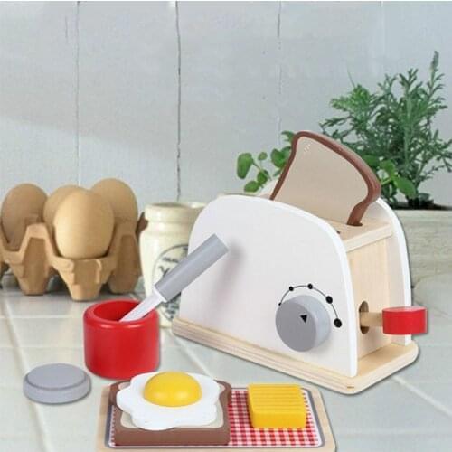 Children Kitchen Toys Bread Machine Coffee Machine Pancake Machine Mixer Combination Simulation Wooden Kitchen Toy For Girls