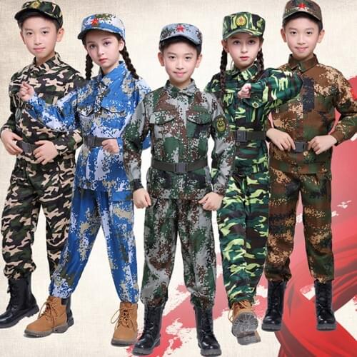 Halloween Costumes for Kids Baby Girl Boy Military Army Suit Uniform Performan Clothing Camouflage Tactical Men Soldier School