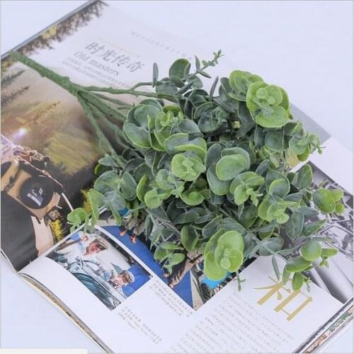 Real Touch Artificial Eucalyptus Leaves Plants Fake Leaf Branch Plant Simulation Greenery Home Office Garden Decoration 38cm