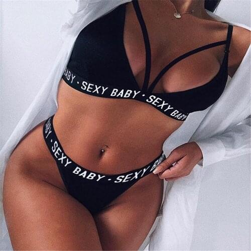 DAILOU Women Lingerie Set Letter Porno Plus Size Push Up Bra Thong Backless Pajama Underwear Sexy mujer lenceria sensual mujer