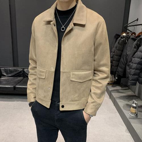 Fashion Suede Jacket For Men 2020 Winter New Multi-pocket Business Casual Slim Coat Clothes Direct Selling
